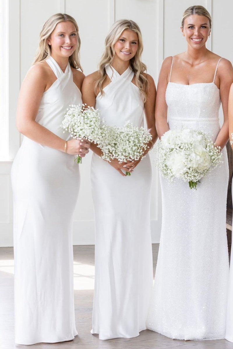 Halter Cutout Back Long Bridesmaid Dresses
