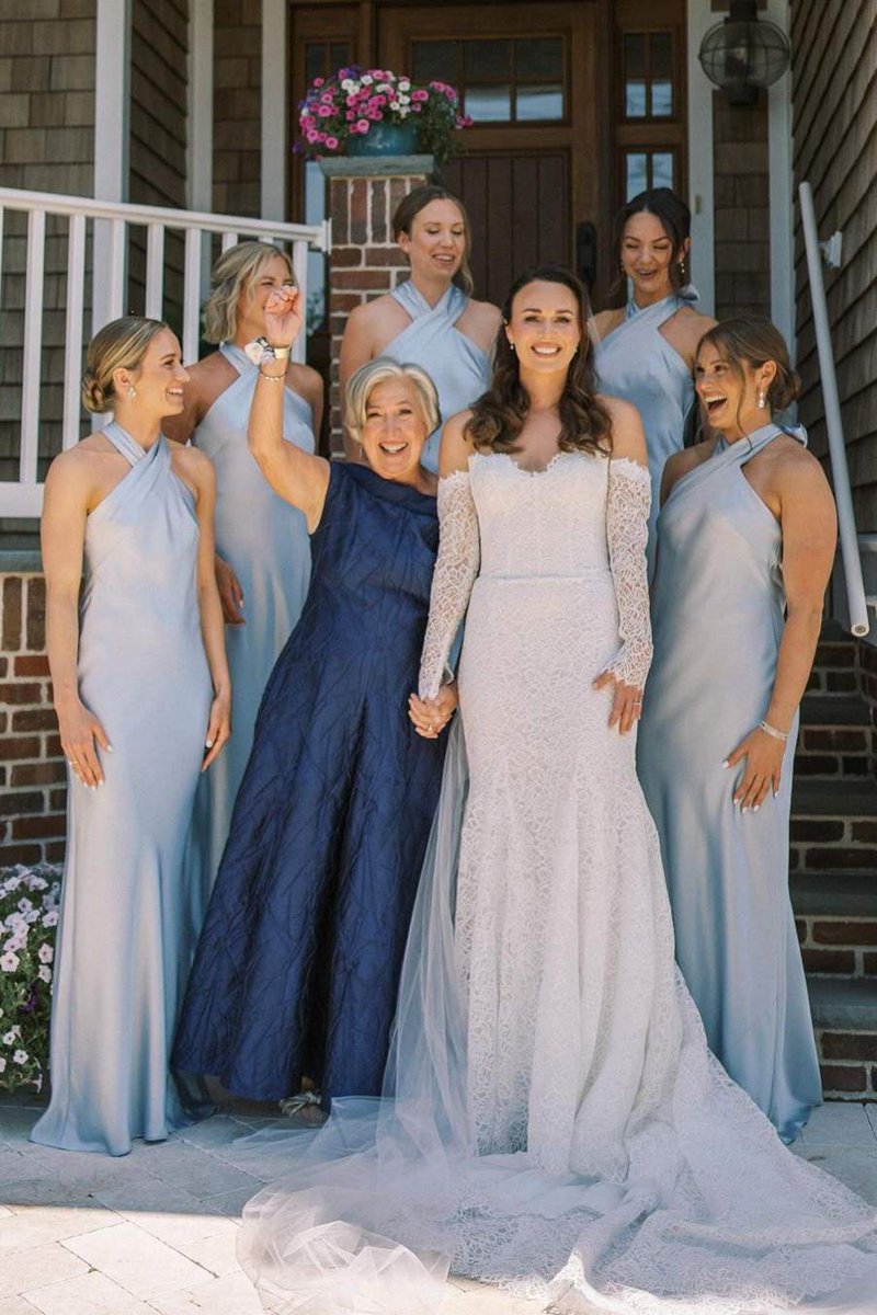 Halter Cutout Back Long Bridesmaid Dresses