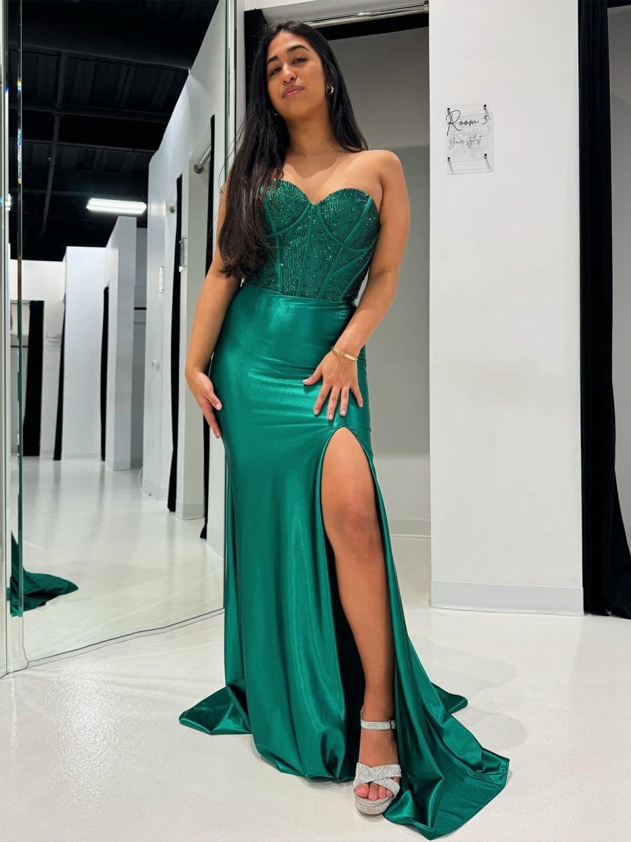 Beaded Sweetheart Mermaid Long Prom Dresses