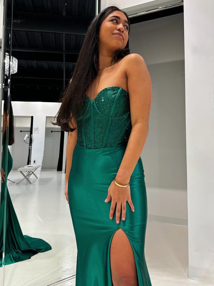 Beaded Sweetheart Mermaid Long Prom Dresses
