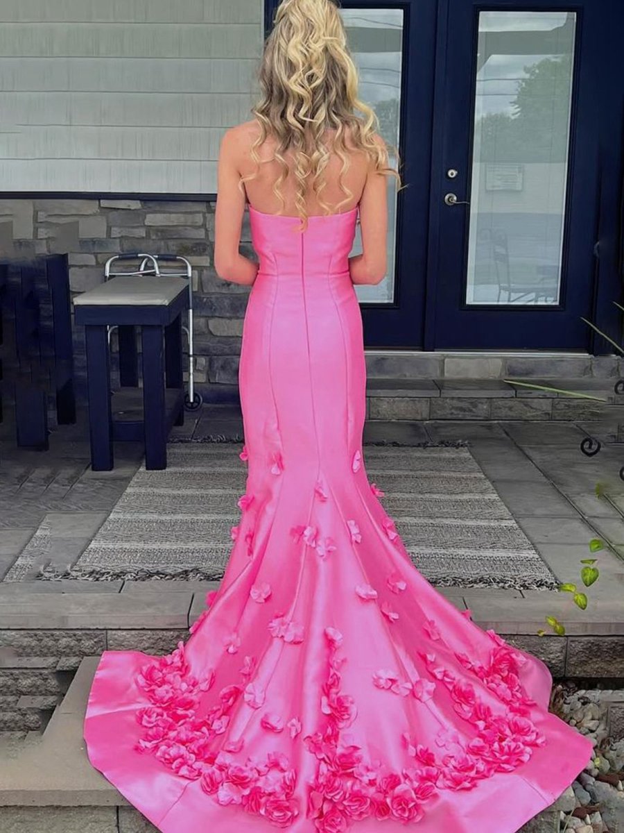 Strapless Mermaid Sleeveless Appliques Long Prom Dresses