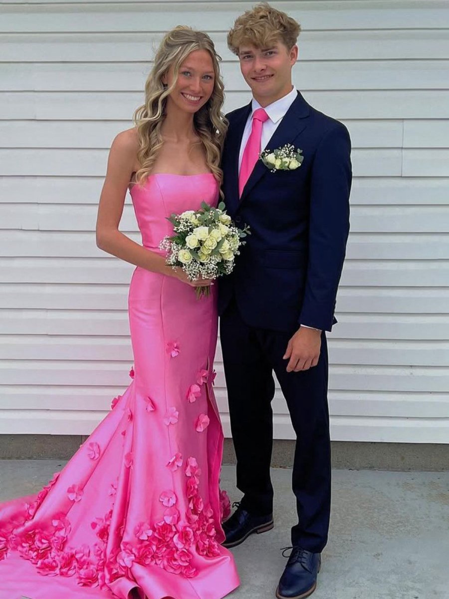 Strapless Mermaid Sleeveless Appliques Long Prom Dresses