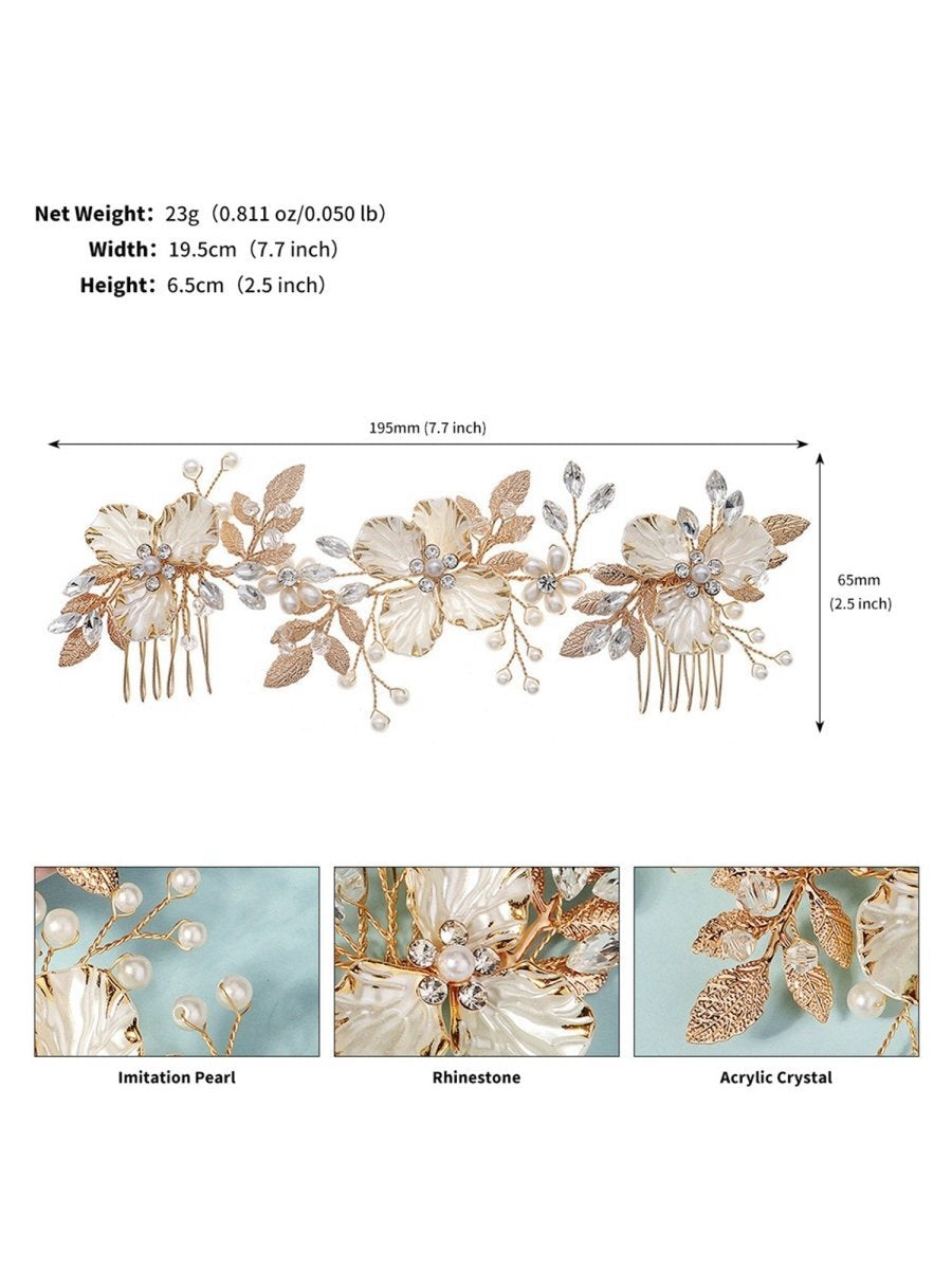 Vintage Alloy Flower Leaf Bridal Hair Comb