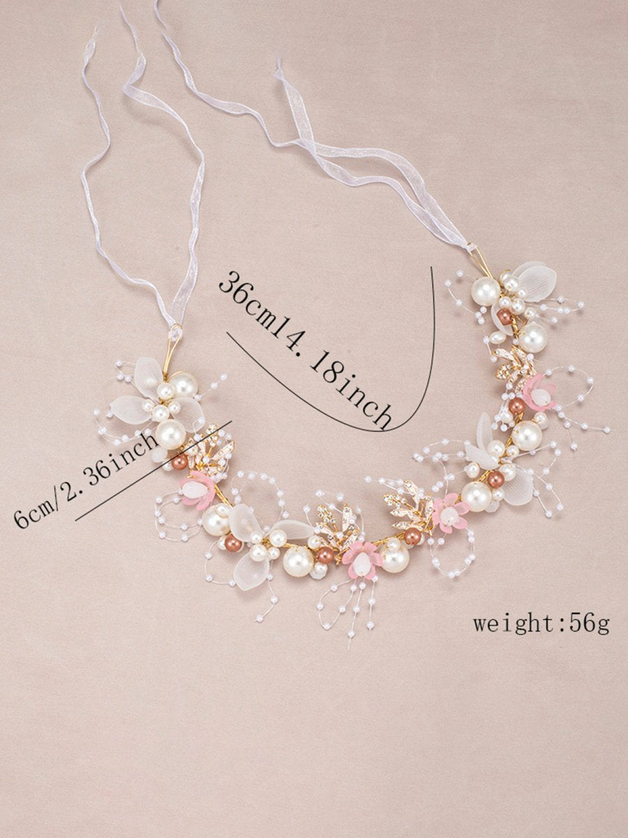 The Bride Flower Girl Leaf Pearl Headband