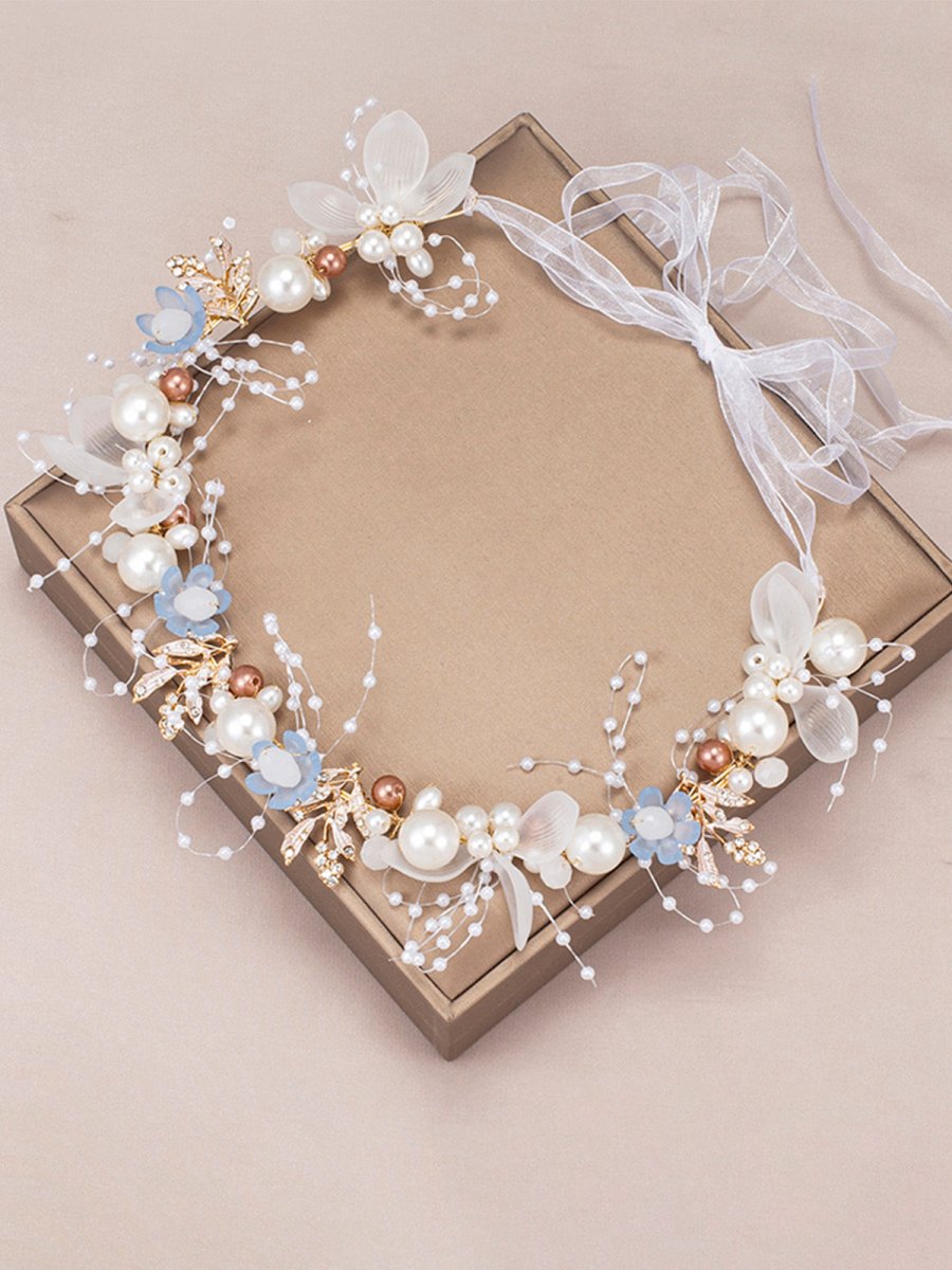 The Bride Flower Girl Leaf Pearl Headband