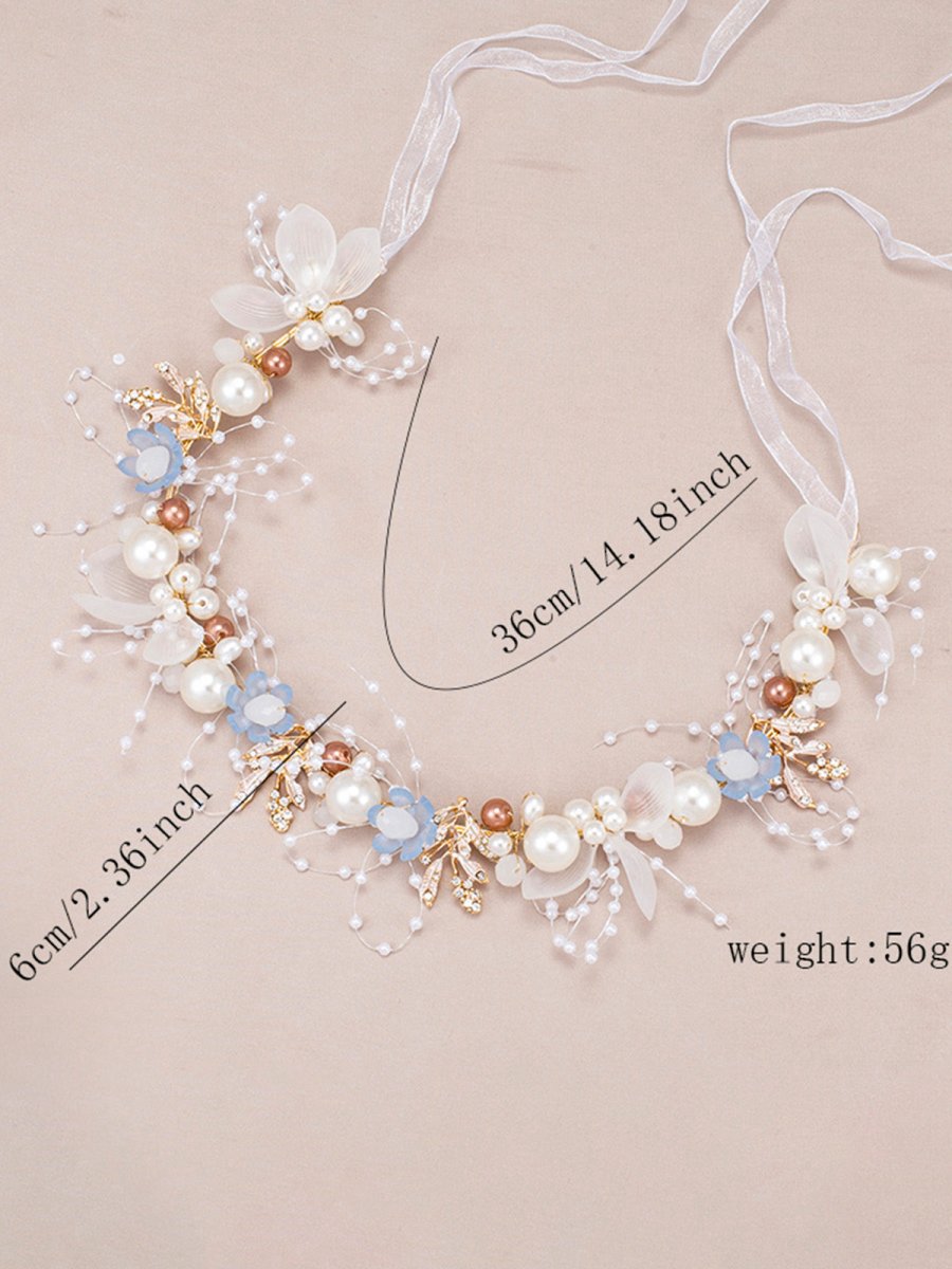 The Bride Flower Girl Leaf Pearl Headband
