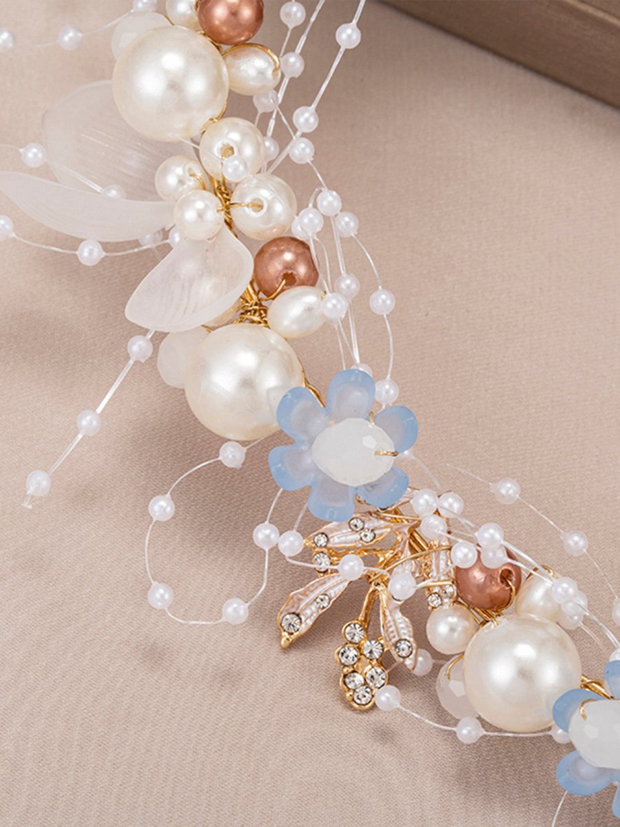 The Bride Flower Girl Leaf Pearl Headband