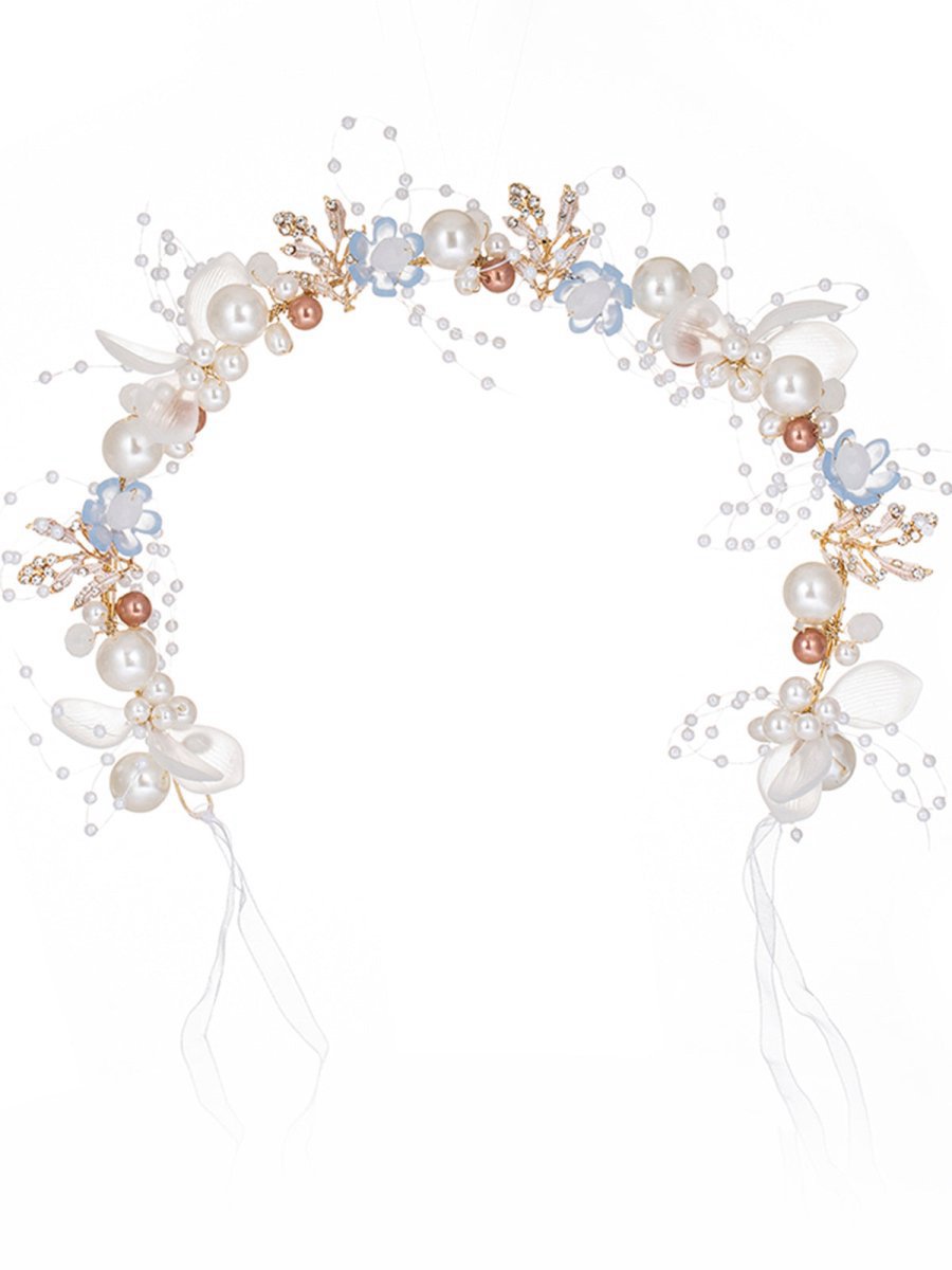 The Bride Flower Girl Leaf Pearl Headband
