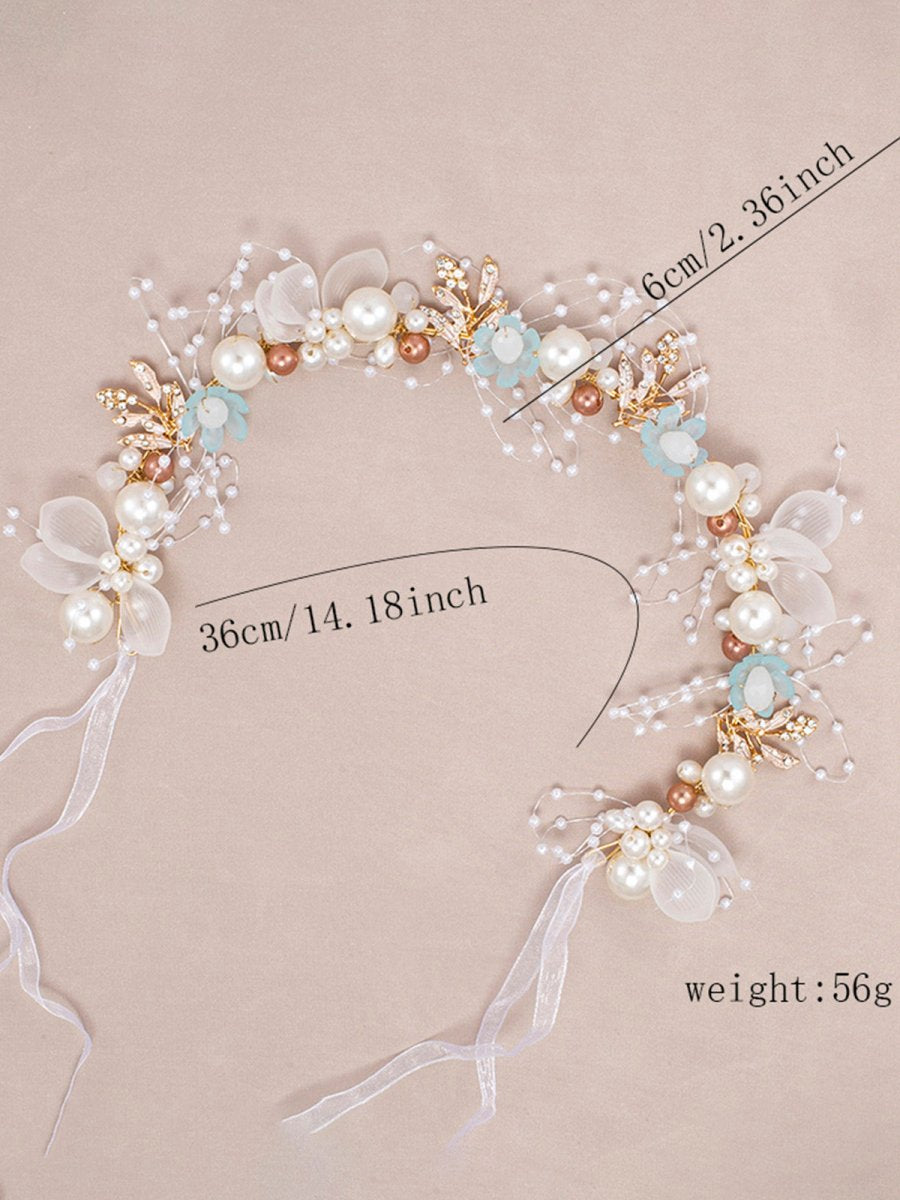The Bride Flower Girl Leaf Pearl Headband