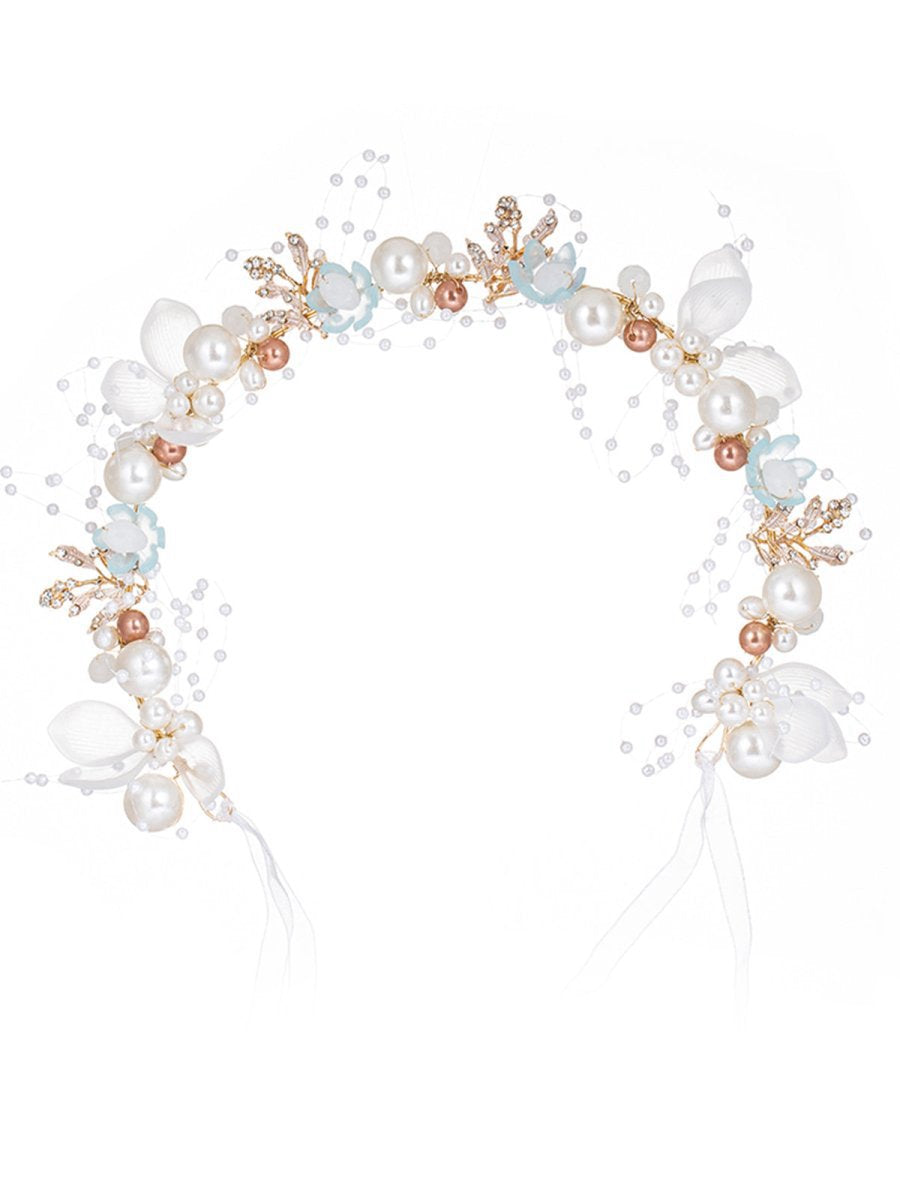 The Bride Flower Girl Leaf Pearl Headband