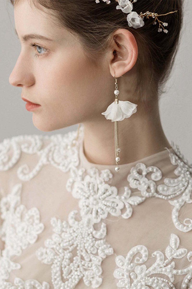 Beaded Flower Bridal Headband Earrings