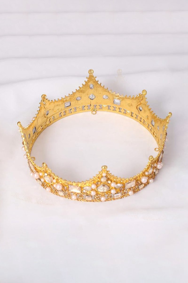 Baroque Vintage Crystal Pearl Crown