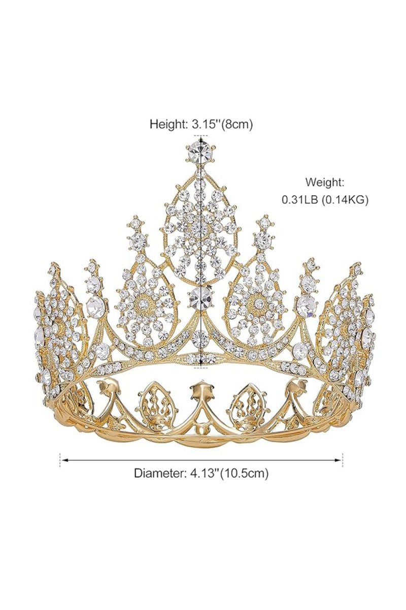 Crystal Gold Tiara for Wedding Birthday
