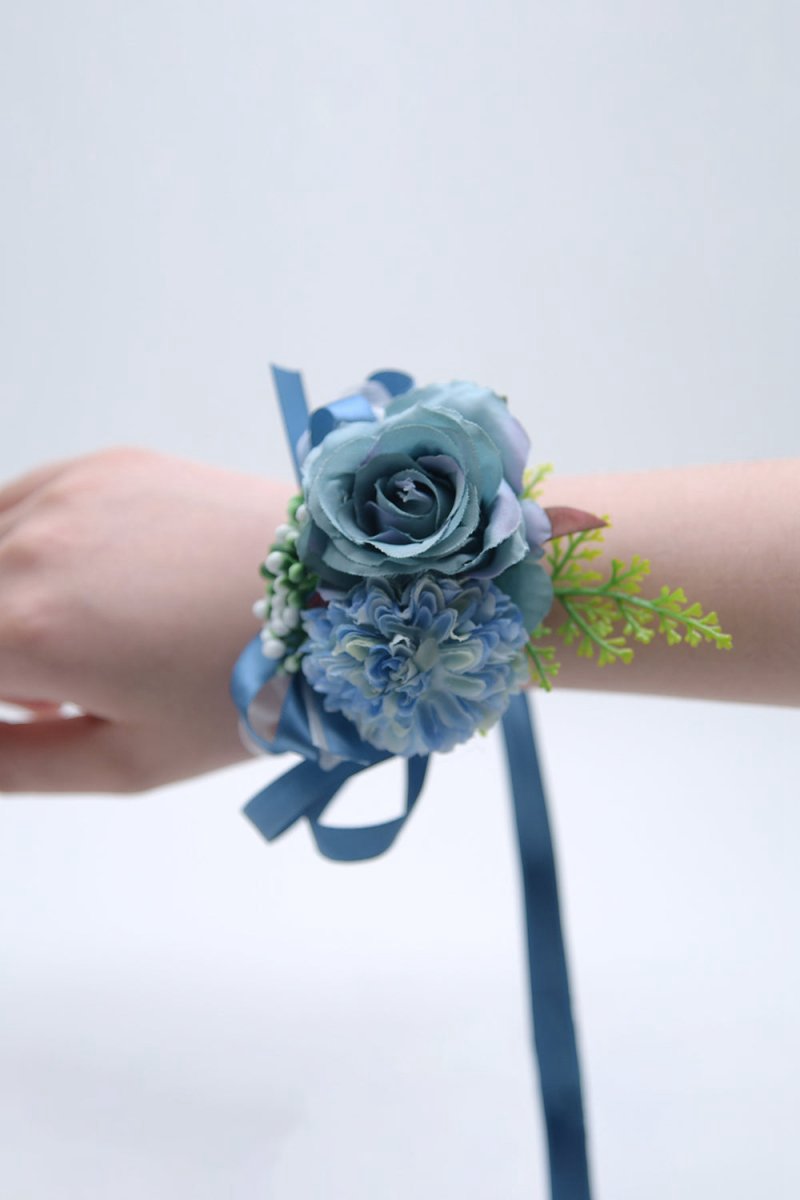 Artificial Silk Roses Bridesmaid Wrist Corsage