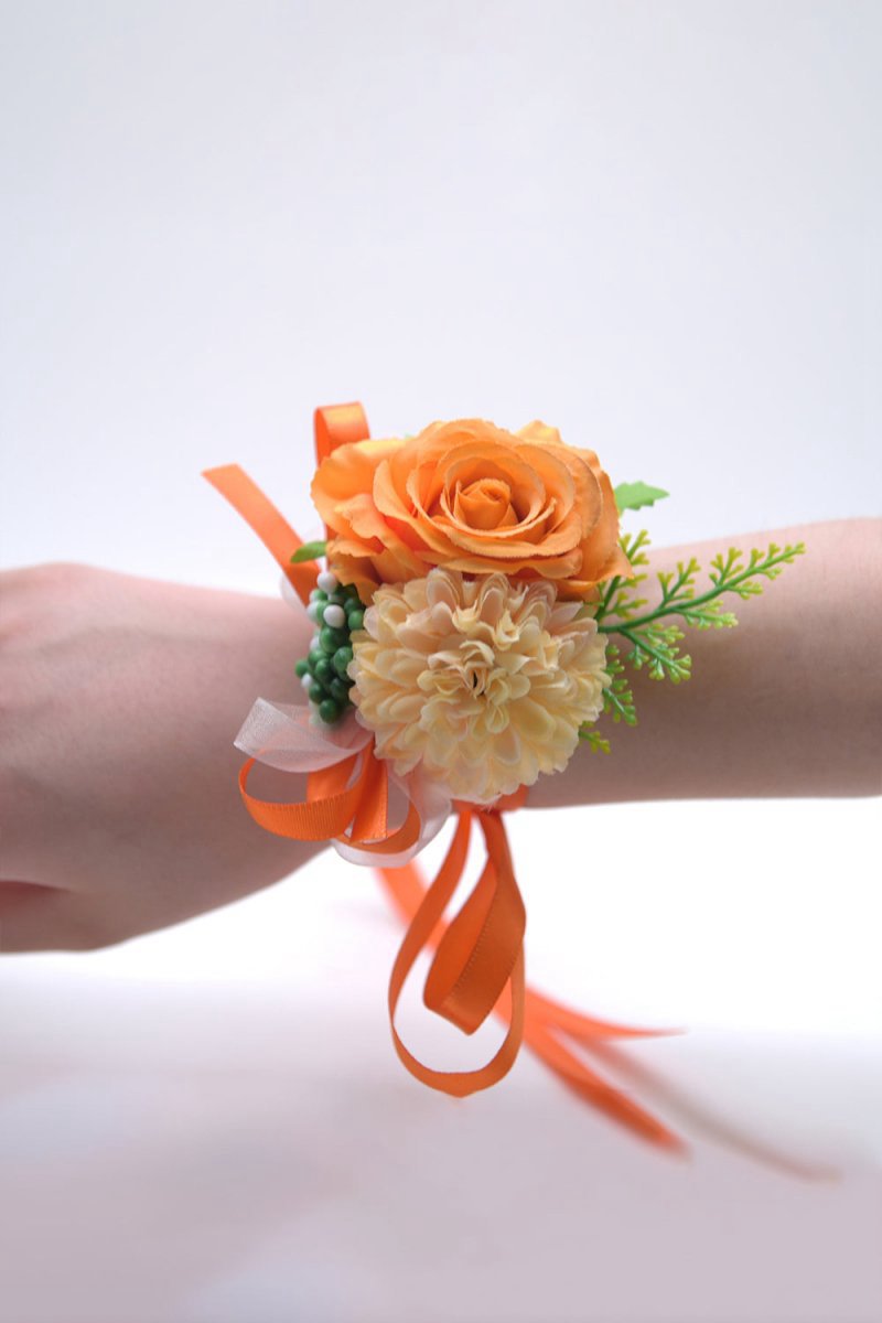 Artificial Silk Roses Bridesmaid Wrist Corsage