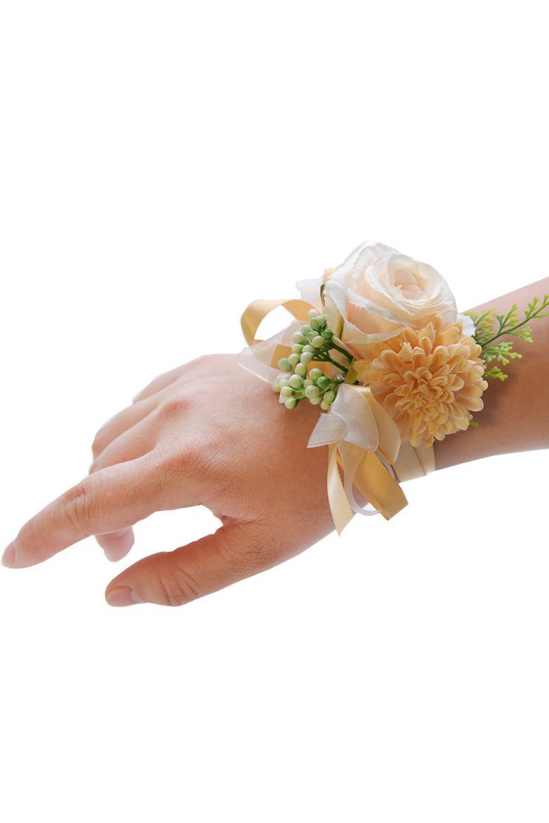Artificial Silk Roses Bridesmaid Wrist Corsage