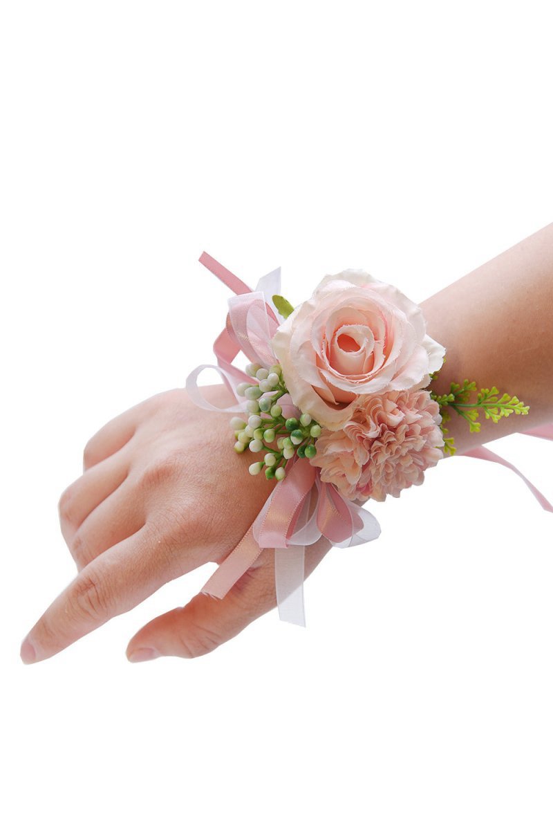 Artificial Silk Roses Bridesmaid Wrist Corsage