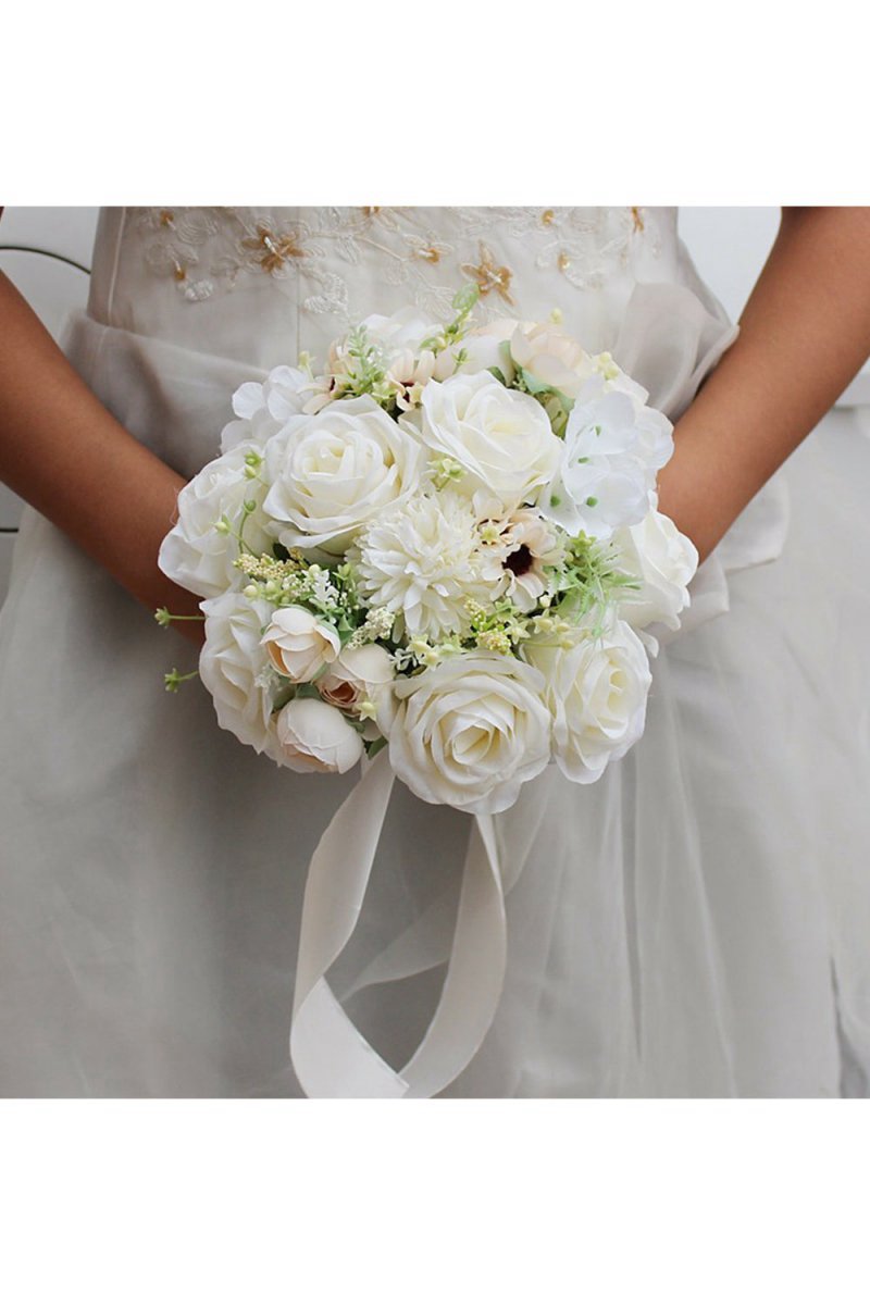 Artificial Silk Roses Wedding Bridal Bouquets