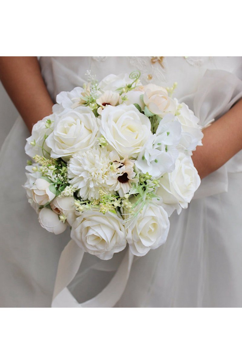 Artificial Silk Roses Wedding Bridal Bouquets