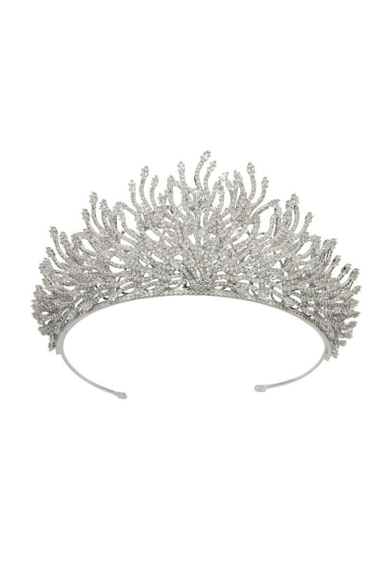 Silver Feather Shaped Zirconia Crown