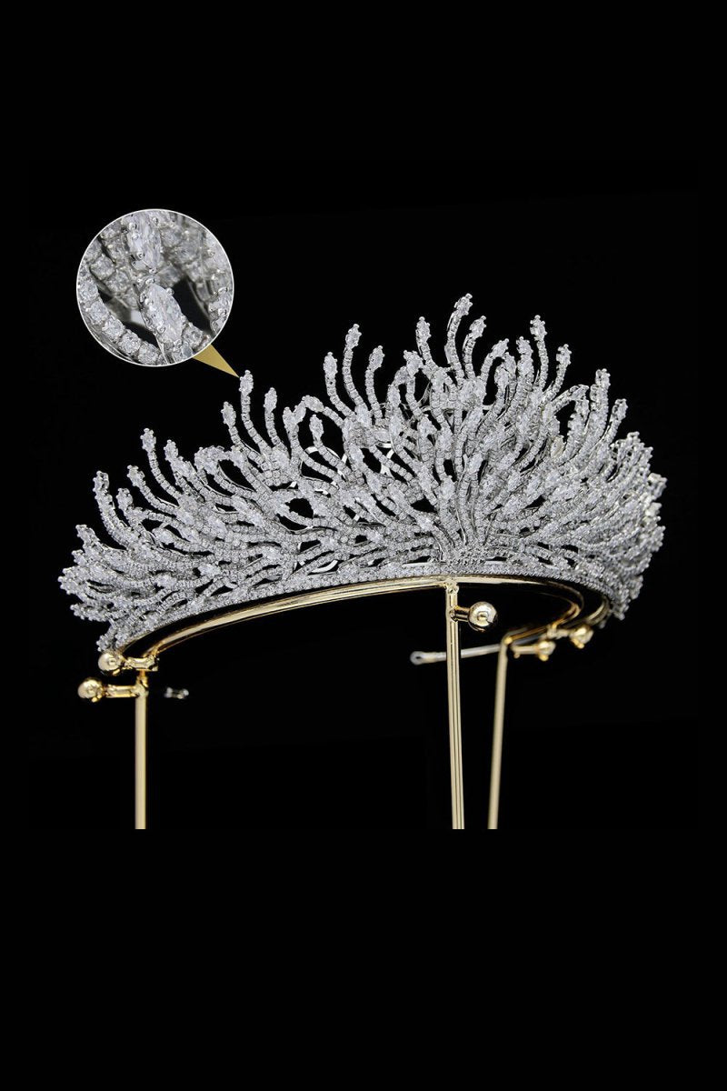 Silver Feather Shaped Zirconia Crown