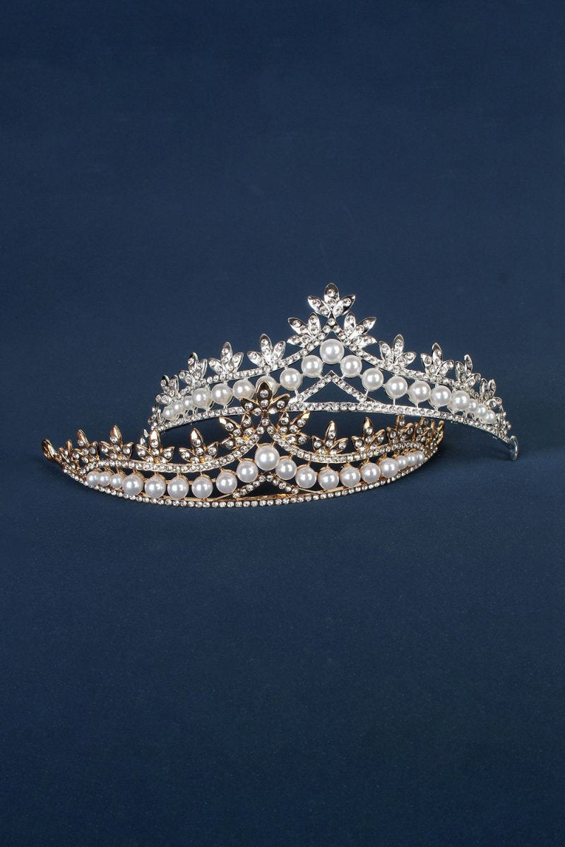 Rhinestone Pearl Wedding Tiara