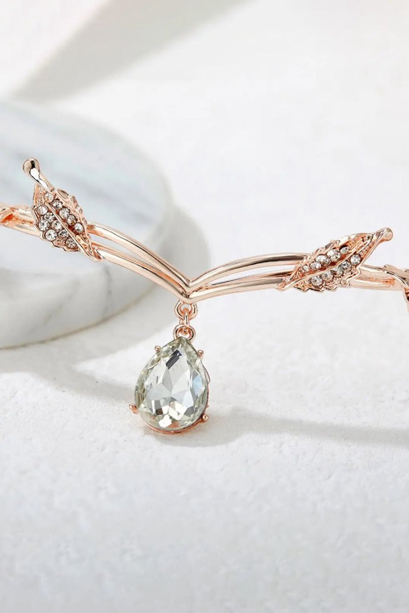 Rose Gold Leaf Crystal Crown