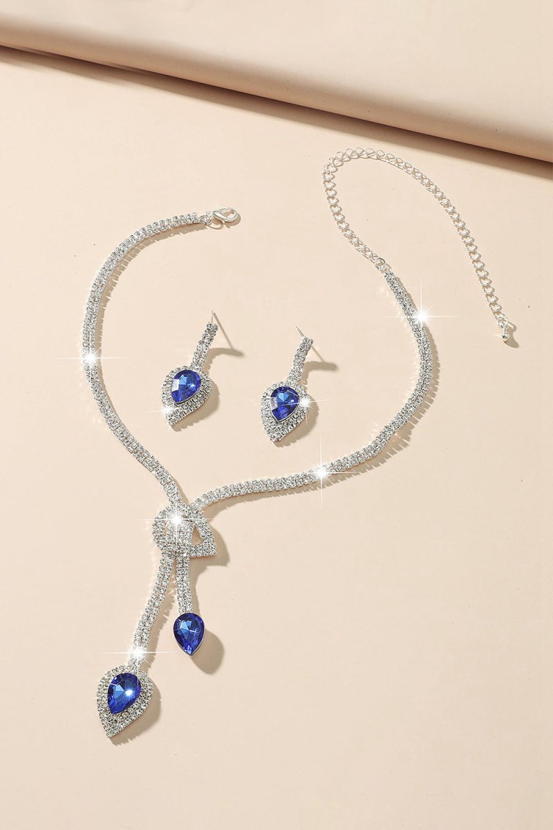 Vintage Teardrop Gemstone Necklace And Earrings Set