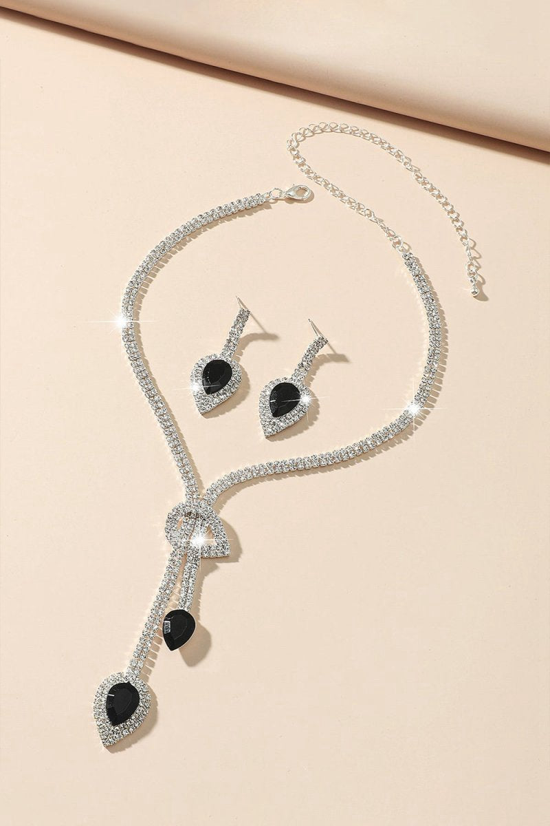 Vintage Teardrop Gemstone Necklace And Earrings Set