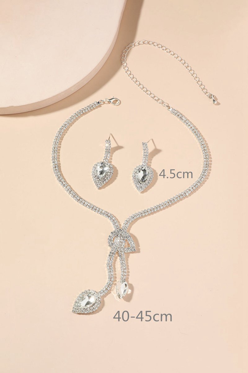 Vintage Teardrop Gemstone Necklace And Earrings Set