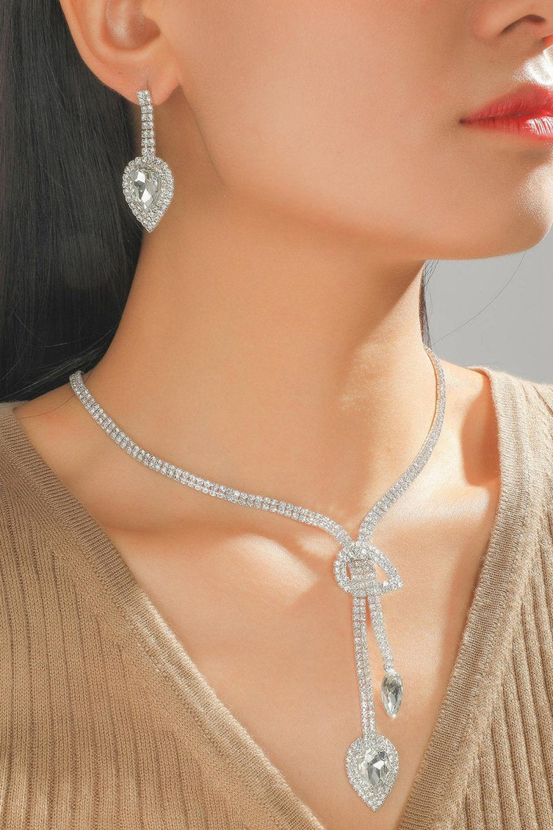 Vintage Teardrop Gemstone Necklace And Earrings Set