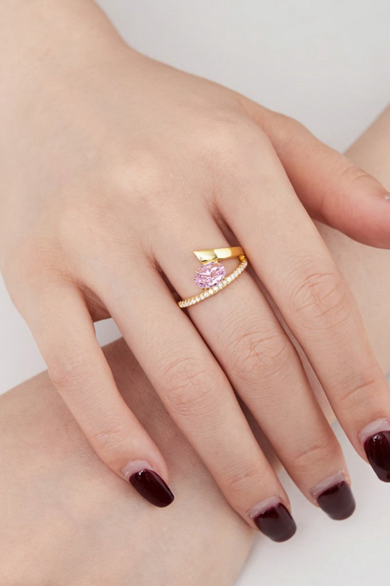 18k Gold Plated Radiant Oval Cut Gemstone Jewelry Ring