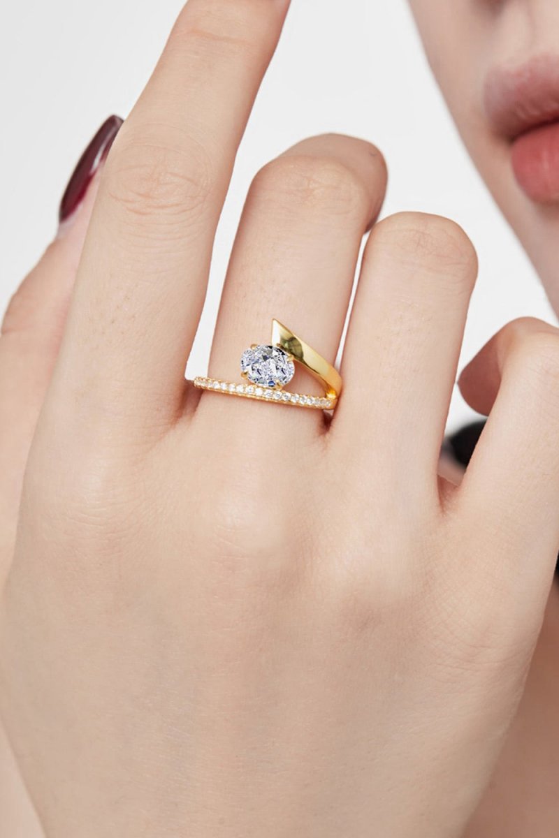 18k Gold Plated Radiant Oval Cut Gemstone Jewelry Ring