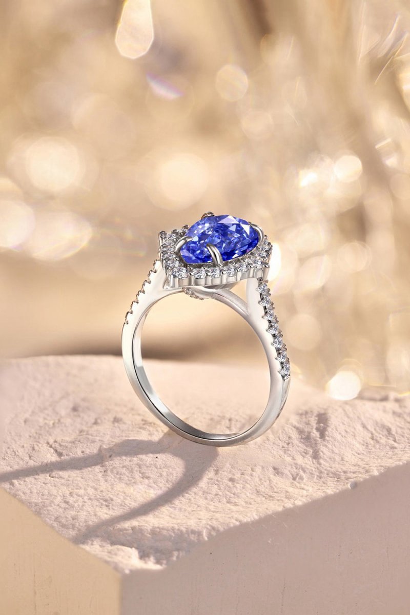 2 Carat Radiant Pear Cut Sapphire Engagement Ring