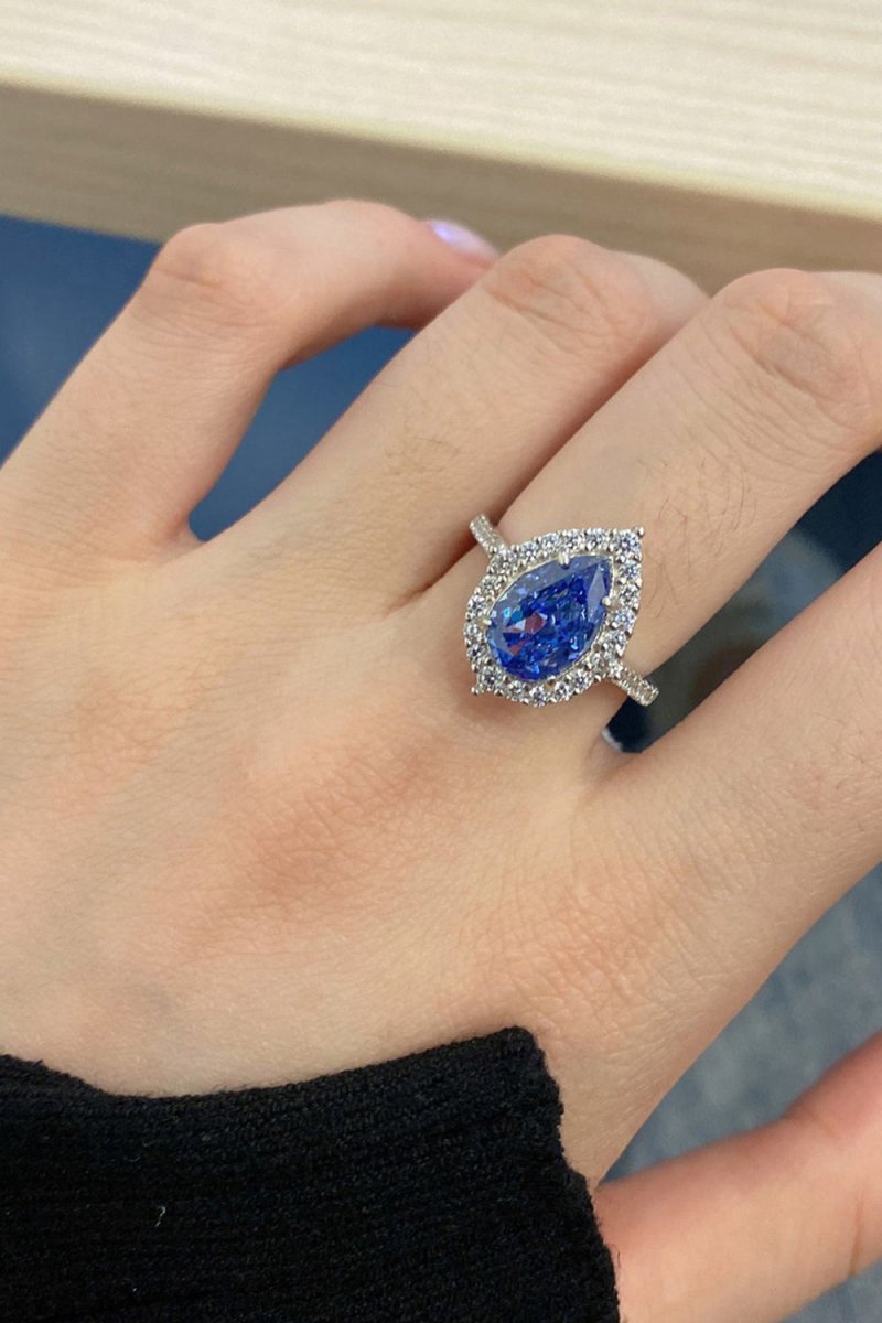 2 Carat Radiant Pear Cut Sapphire Engagement Ring
