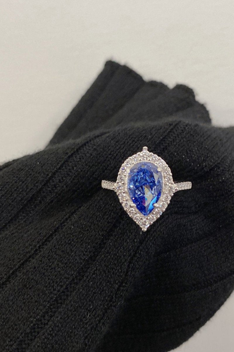 2 Carat Radiant Pear Cut Sapphire Engagement Ring