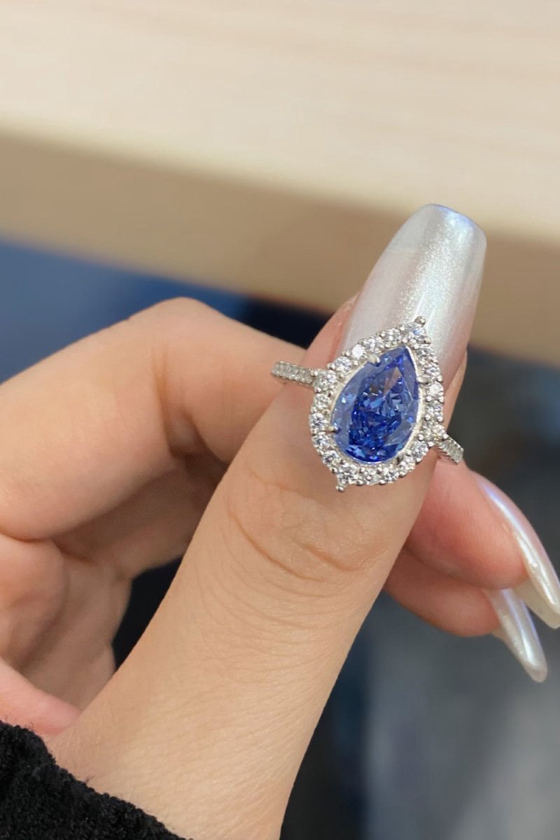 2 Carat Radiant Pear Cut Sapphire Engagement Ring