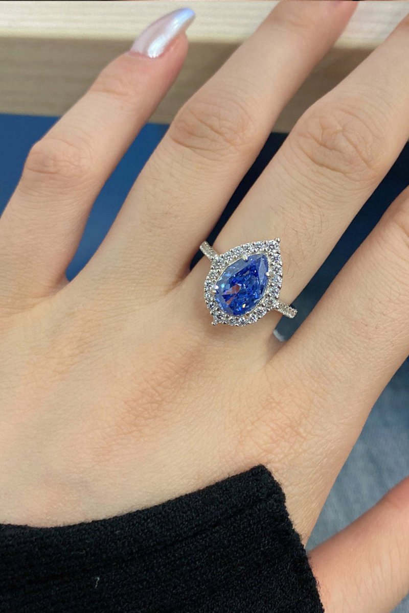2 Carat Radiant Pear Cut Sapphire Engagement Ring