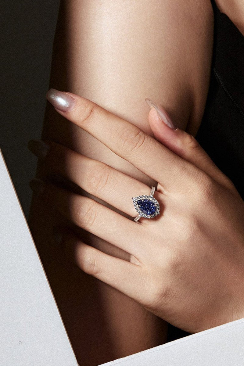 2 Carat Radiant Pear Cut Sapphire Engagement Ring