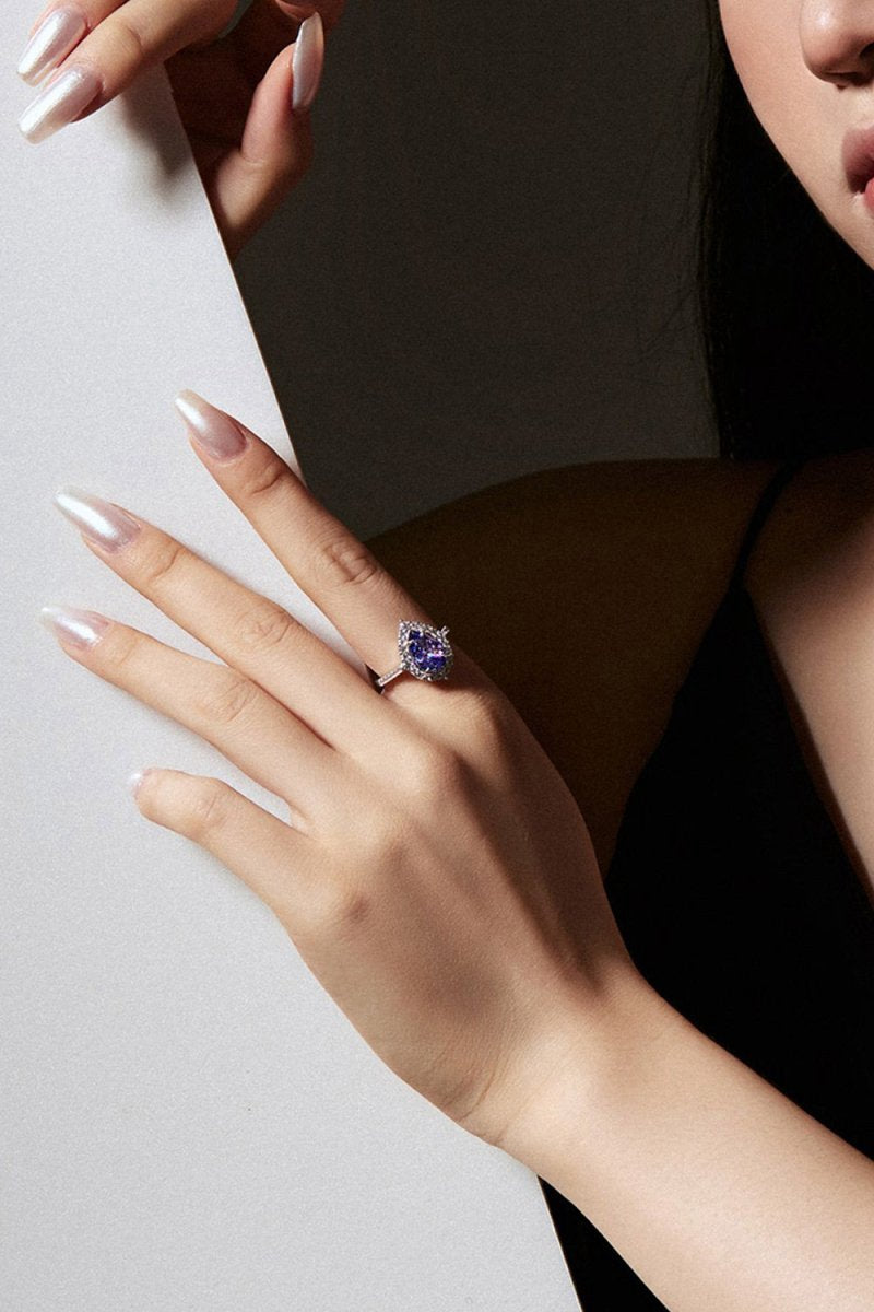 2 Carat Radiant Pear Cut Sapphire Engagement Ring