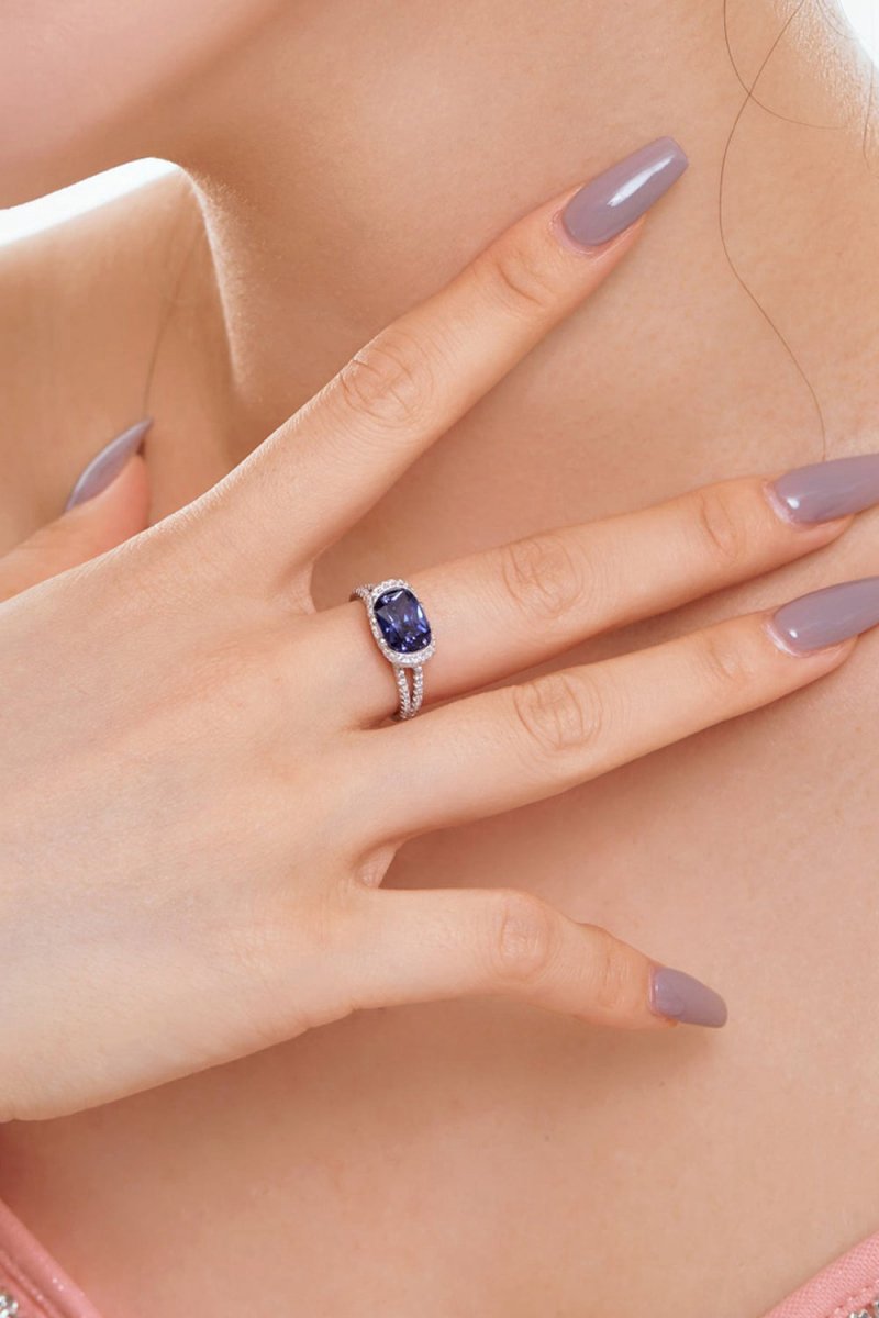 2.5 Carat Fat Rectangle Sapphire Engagement Ring