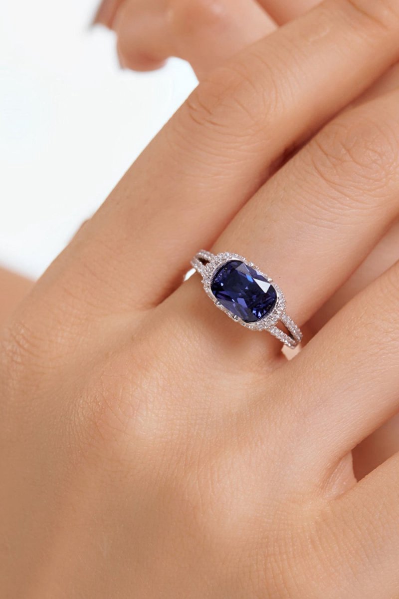 2.5 Carat Fat Rectangle Sapphire Engagement Ring