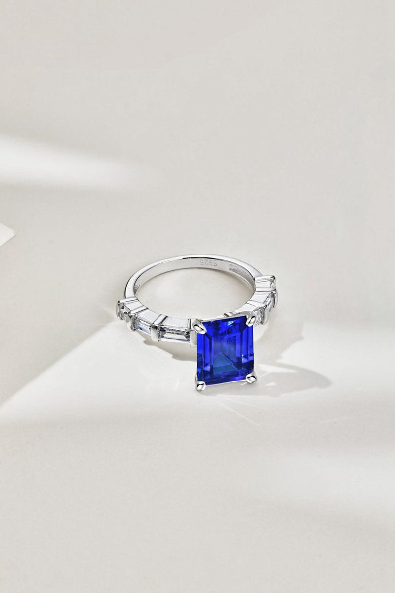 4 Carat Rectangle Sapphire Engagement Ring