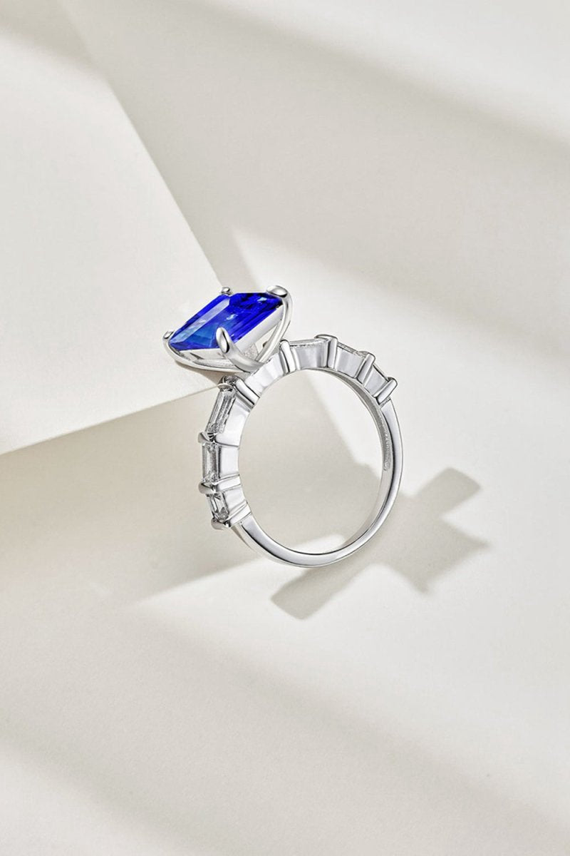 4 Carat Rectangle Sapphire Engagement Ring
