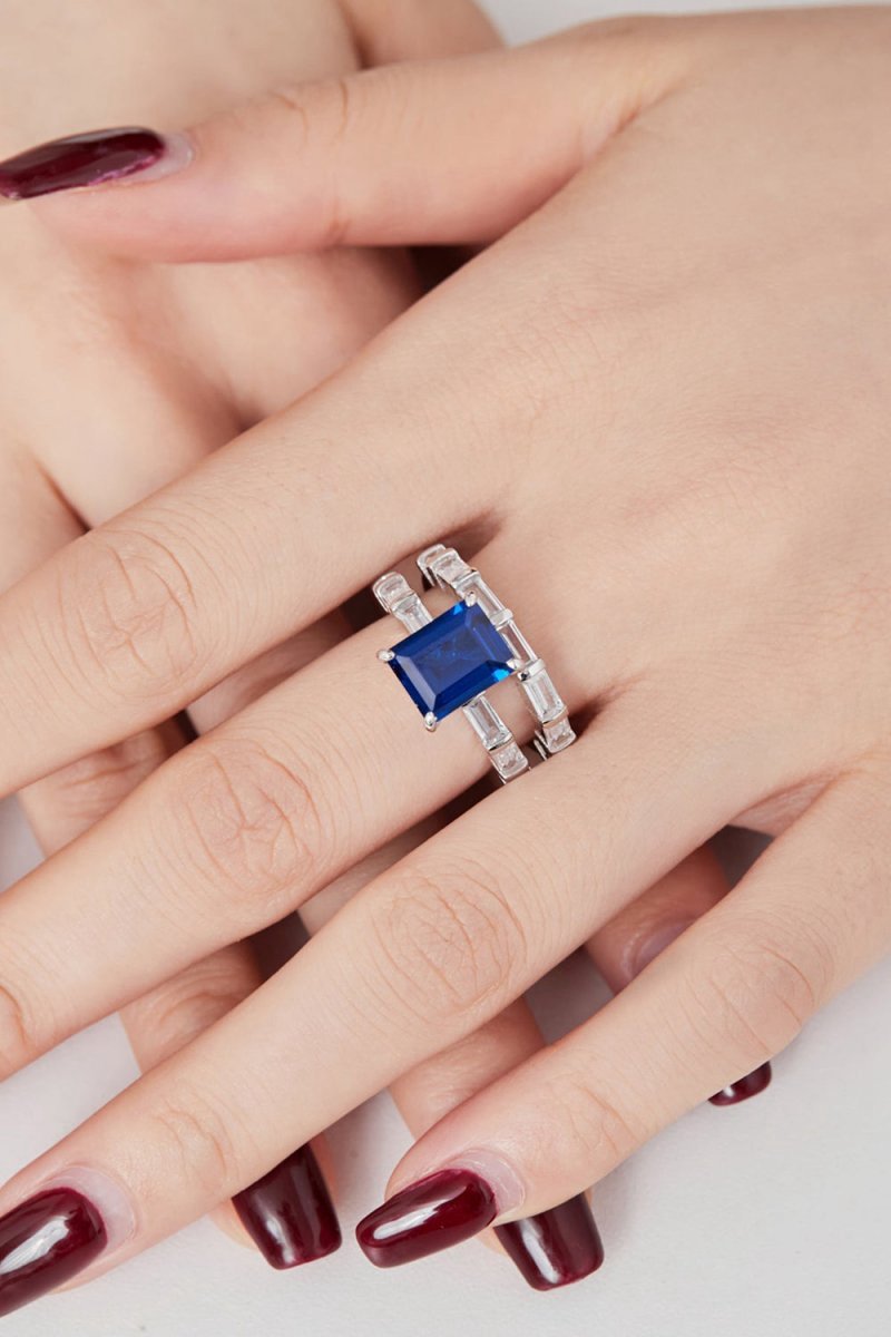 4 Carat Rectangle Sapphire Engagement Ring