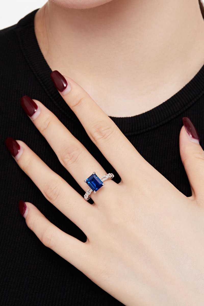 4 Carat Rectangle Sapphire Engagement Ring