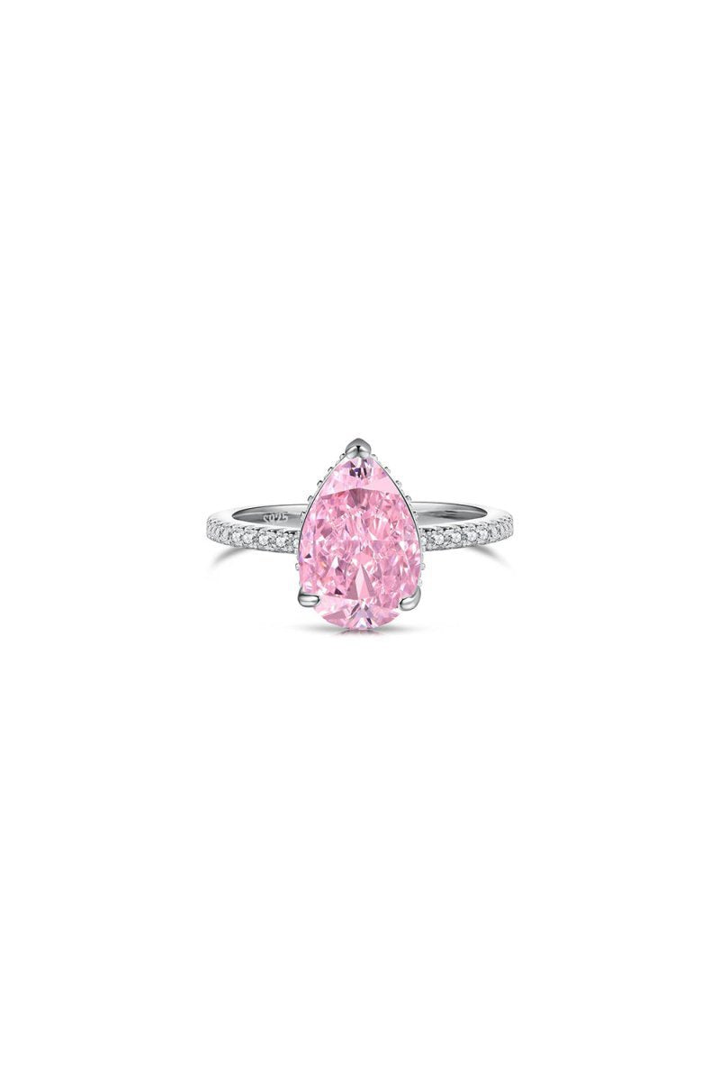 Sterling Silver Pear Cut Radiant Zircon Engagement Ring