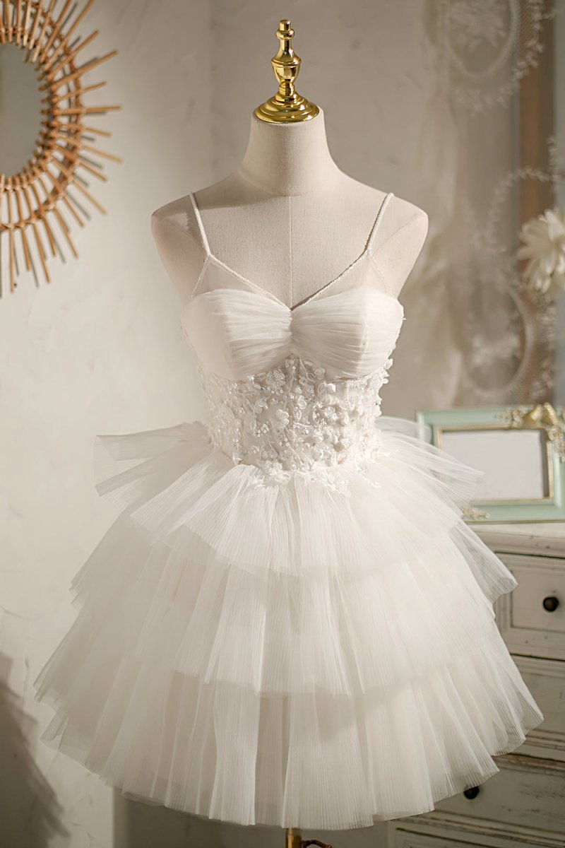 Spaghetti Straps Sequins Lace Appliques Short Homecoming Dresses