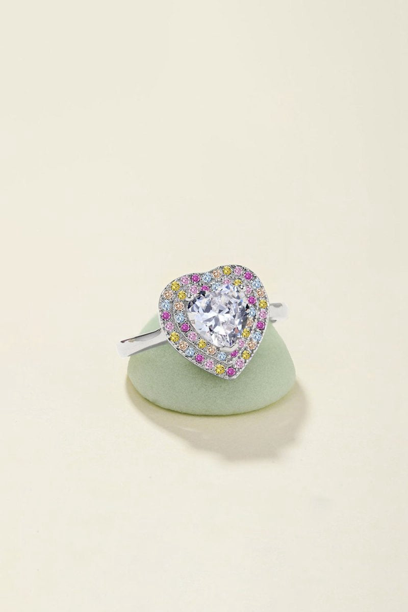 Heart Shape Colorful Zircon Sterling Silver Ring