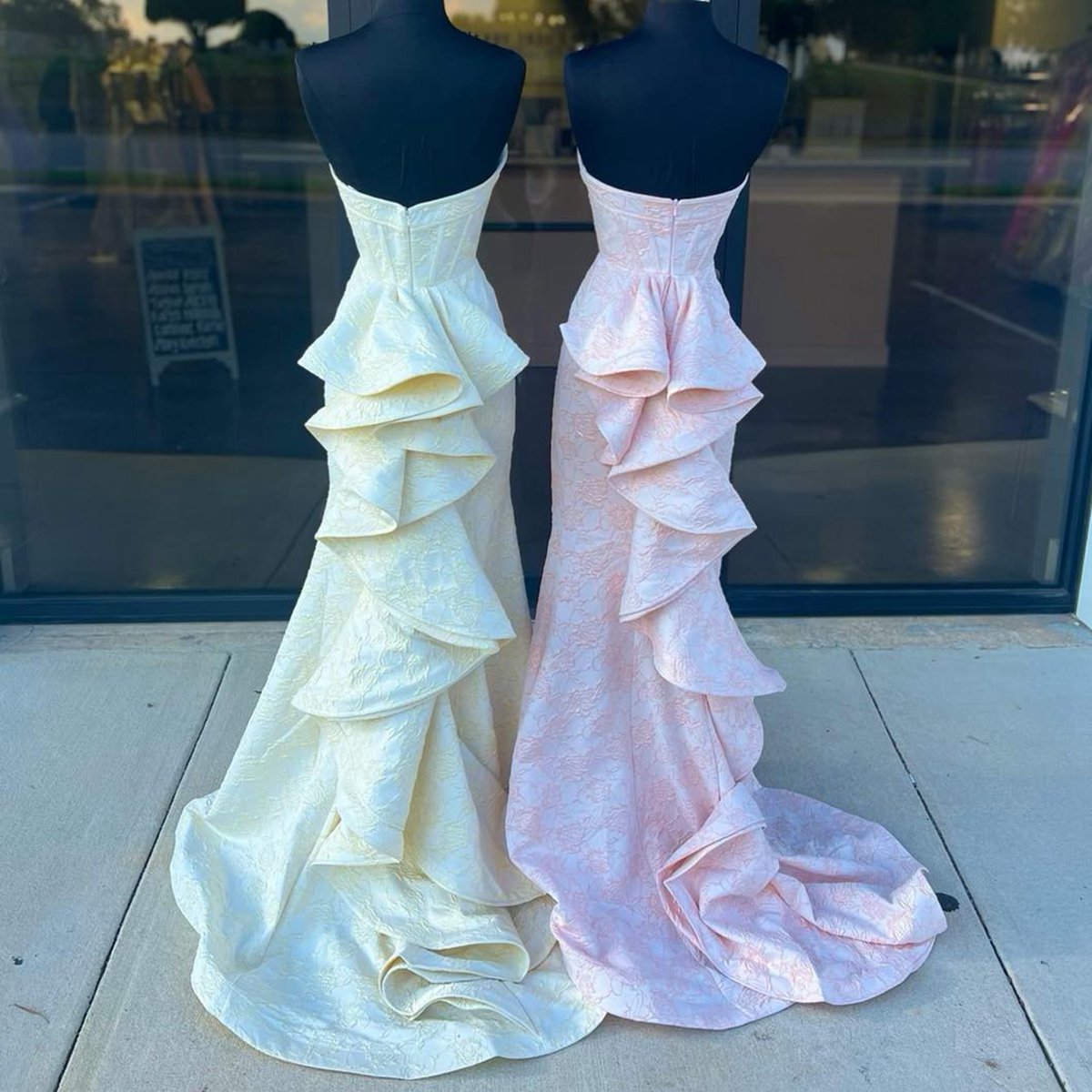 Strapless Floral Printed Mermaid Prom Dresses with Split